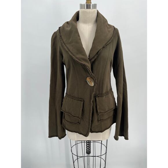 Raw Earth Wild Sky Sweatshirt Blazer Jacket Sz S Brown Organic Cotton - Picture 1 of 5